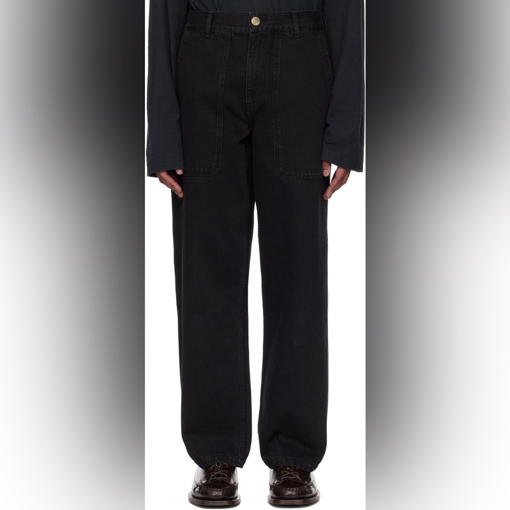Palmes Men’s Black Twill Patch Trousers Jeans Size 48 (US 32 Waist) NWT